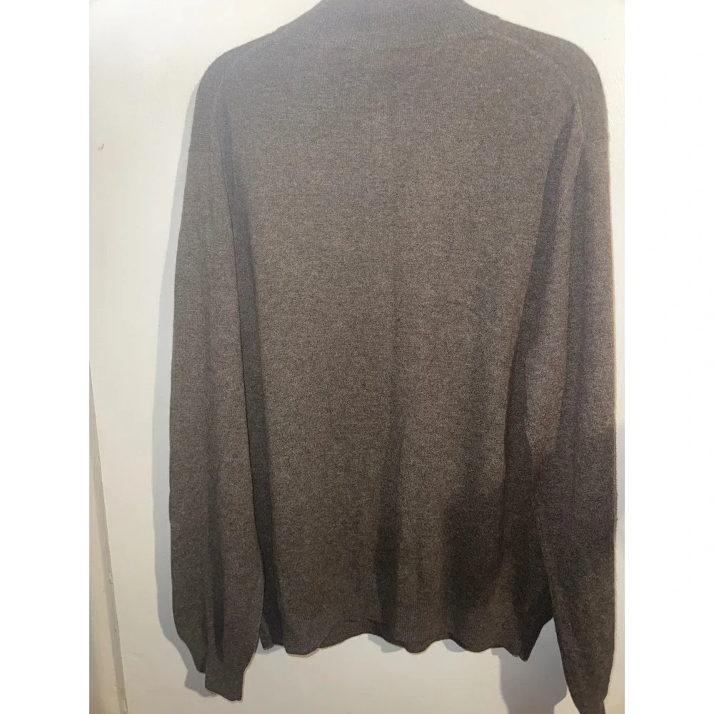Neiman Marcus Mens XXL Cashmere Merino Wool Quarter Zip Sweater Charcoal Grey - Picture 7 of 7